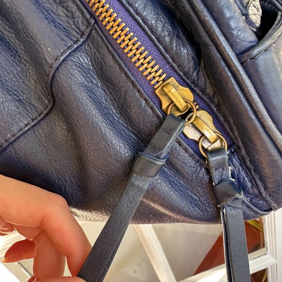 Vintage Unique Blue Leather Convertible Hobo International Purse - Picture 11 of 13